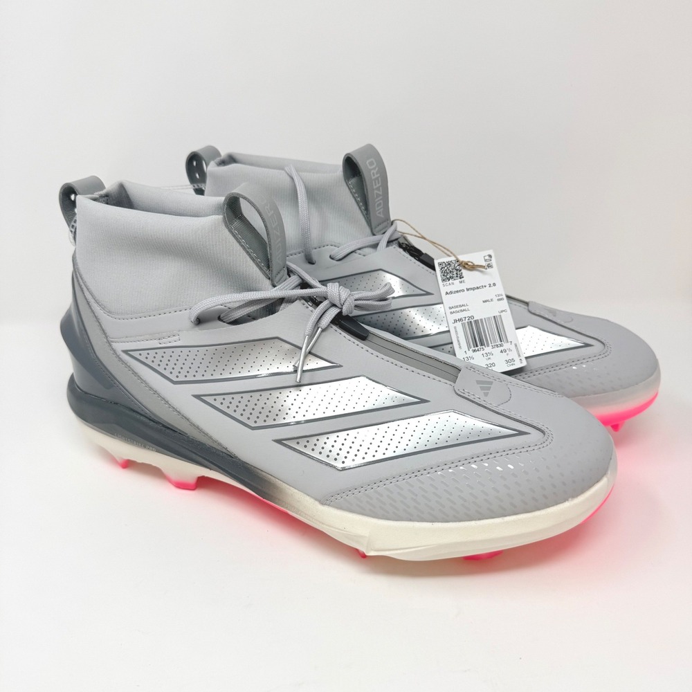 Adidas Adizero Impact+ 2.0 Baseball Cleats Mens 14 Grey Silver Pink JH6720 NEW